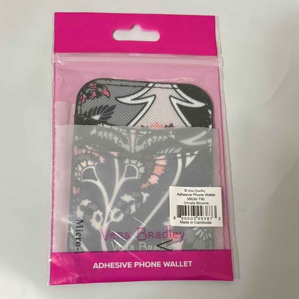 Vera Bradley Floral Adhesive Phone Wallet - Black and White